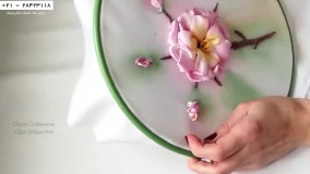 آموزش روبان دوزی-آموزش گلدوزی گل با ربان ساتن(پارت دوم)