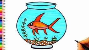 آموزش نقاشی کودکانه _ نقاشی بسیار زیبای ماهی