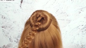 شینیون مو-آموزش شینیون جدید تصویری-شینیون طرح گل روی سر در پنج دقیقه