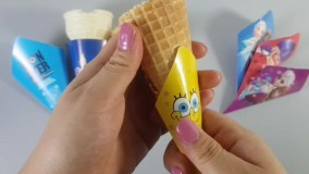 کاور کاغذی  گلاسه بستنی قیفی طرح باب اسفنجی در قم