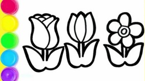 آموزش نقاشی به کودکان - نقاشی 3 مدل گل زیبا
