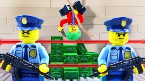 انیمیشن لگو سرقت از بانک شهر لگو  درگیری خطرناک با اسلحه در صندوق بانک