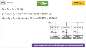 نمونه سوالات جبران‌سازی توان راکتیو و بانک خازن در آزمون نظام مهندسی-3