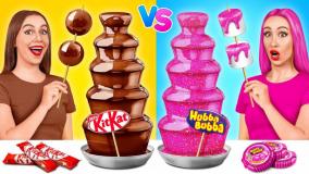 چالش غذایی - چیپس ترش با فواره شکلات و مادربزرگ