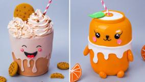 کیک خوشمزه با دیزاین خرسی پرتقالی