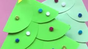 ساخت درخت کاج با کاغذ رنگی کریسمس