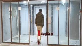 درب اتوماتیک شیشه ای کشویی دو لنگه متحرک