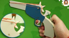 کاردستی - ساخت تفنگ بند لاستیکی