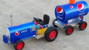 ساخت تراکتور با باتری و درب بطری