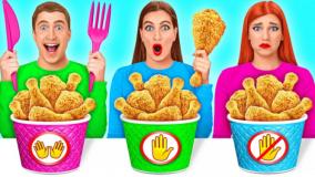 چالش غذایی - چالش خنده دار مرغ سوخاری