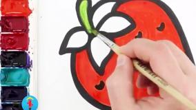 آموزش نقاشی توت فرنگی و پروانه