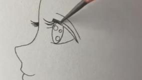 نقاشی نیم رخ دختر بچه