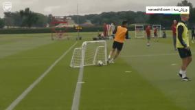 تمرینات توپچی‌ها پیش از دیدار با منچسترسیتی