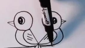 نقاشی گنجشک زیبا