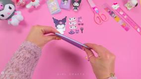 آموزش ساخت کاردستی دفترچه یادداشت دخترانه کیوت و فانتزی طرح کورومی با کاغذ رنگی