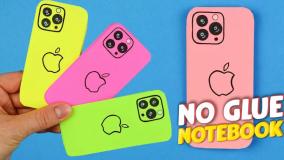 آموزش ساخت کاردستی دفترچه یادداشت طرح آیفون با کاغذ رنگی بدون چسب