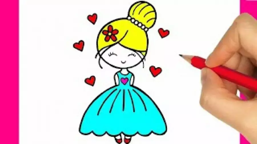 آموزش نقاشی کودکان: نقاشی دختر بچه برای کودکان