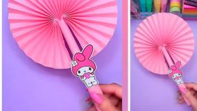 آموزش ساخت کاردستی بادبزن کیوت طرح ملودی با کاغذ :: آموزش کاردستی فانتزی