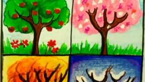 ایده نقاشی چهار فصل نقاشی بهار تابستان پاییز زمستان