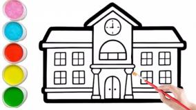 آموزش نقاشی ساده برای مدرسه | نقاشی ساده خانه برای کودکان