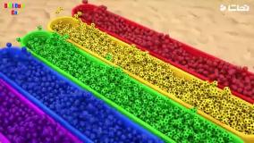 کارتون ماشین های رنگی : توپ های رنگی داخل لوله شیشه ای برای رنگ آمیزی ماشین سنگی