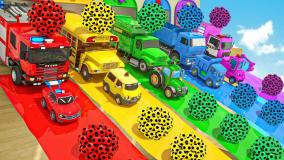 کارتون ماشین بازی کودکانه ، ماشین های رنگی با توپهای رنگی ، بازی و سرگرمی کودک