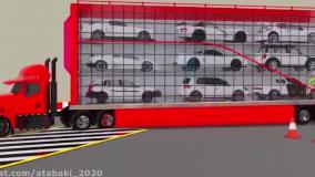 کارتون ماشین های رنگی سرسره های آبشار رنگی و ماشین های غول پیکر شهری