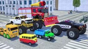 کارتون ماشین آتش نشانی پلیس و ماشین های سنگین - آتش گرفتن اتوبوس مدرسه