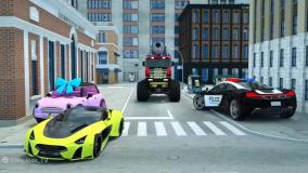 ماشین بازی _ کارتون ماشین آتش نشانی در ترافیک - کمک ماشین پلیس