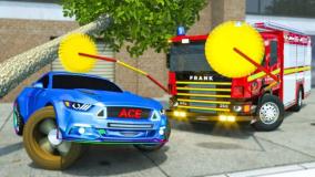 کارتون ماشین آتش نشانی و کمک به ماشین تصادفی : کارتون ماشین های قهرمان شهر