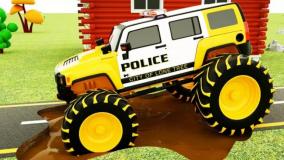 کارتون ماشین پلیس: گیر افتادن در گل و لای و رفتن به کارواش