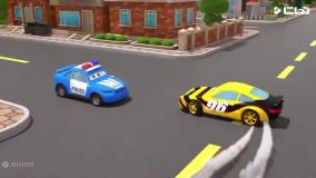 کارتون ماشین پلیس جدید : ماشین پلیس آبی و ماشین های مسابقه ای مک کویین