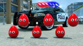 کارتون ماشین پلیس و رنگ آمیزی ماشین ها با تخم مرغ شانسی 2