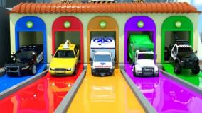 کارتون ماشین پلیس بزرگ - کمک ماشین آتش نشانی و آمبولانس به تاکسی زرد