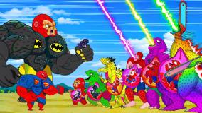 کارتون دایناسور ها | تکامل گودزیلا و کونگ در مقابل اسپایدر تی رکس