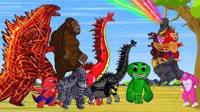 کارتون دایناسور ها | نبرد نهایی گودزیلا و جامبو جاش دایناسور