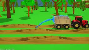 کارتون ماشین بازی کودکانه | انیمیشن مراحل ساخت تراکتور کودکان