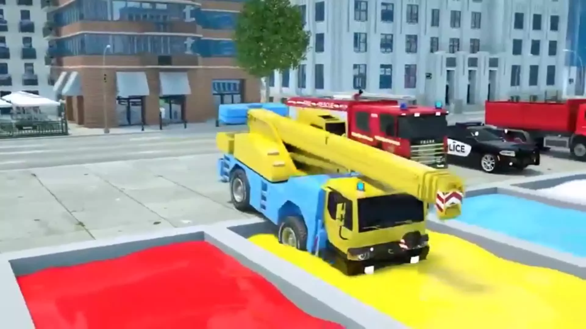 کارتون ماشین بازی جدید پلیسی : استخر جادویی رنگی در شهر