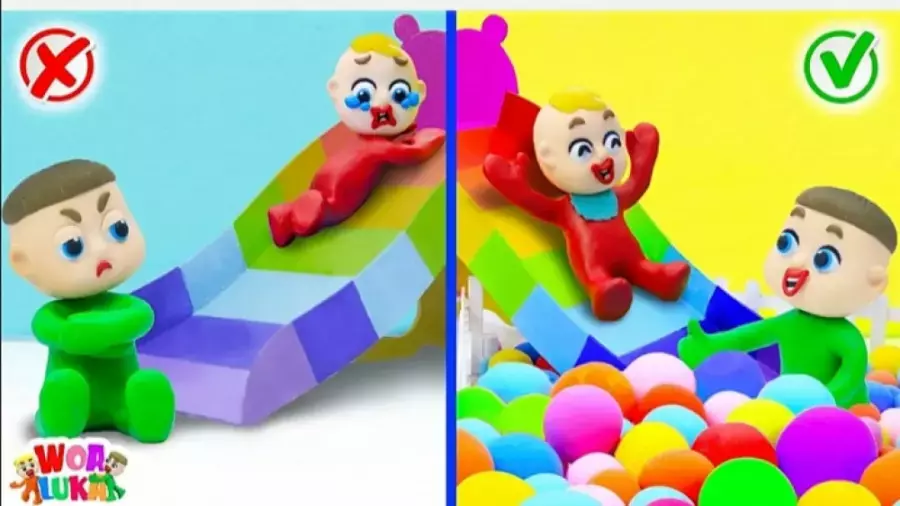 کارتون خمیر بازی کودکانه لوکا | توپ رنگی و اسلاید رنگین کمانی