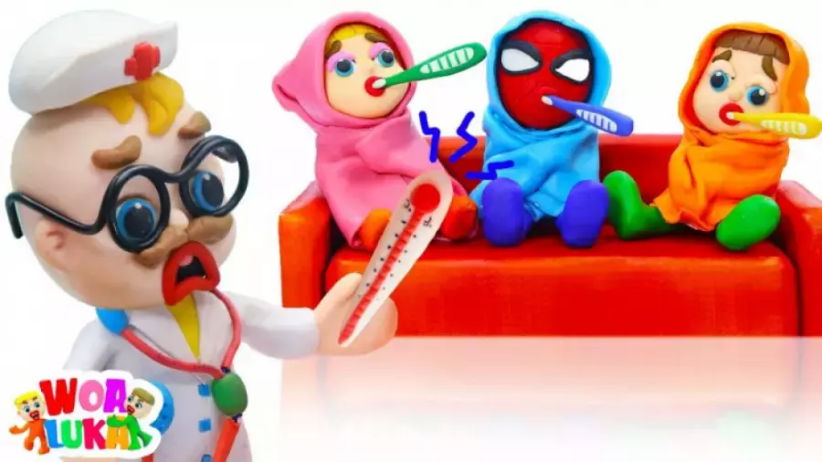 کارتون خمیر بازی کودکانه لوکا | مراقبت از برادر کوچولوی بیمار!