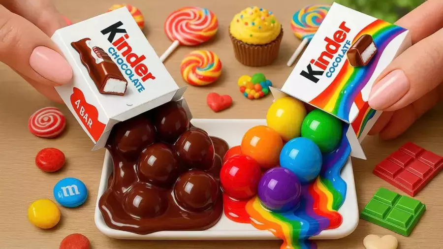 مینی کیک شکلاتی /  کیک شکلاتی کیندر رنگین‌کمانی مینیاتوری