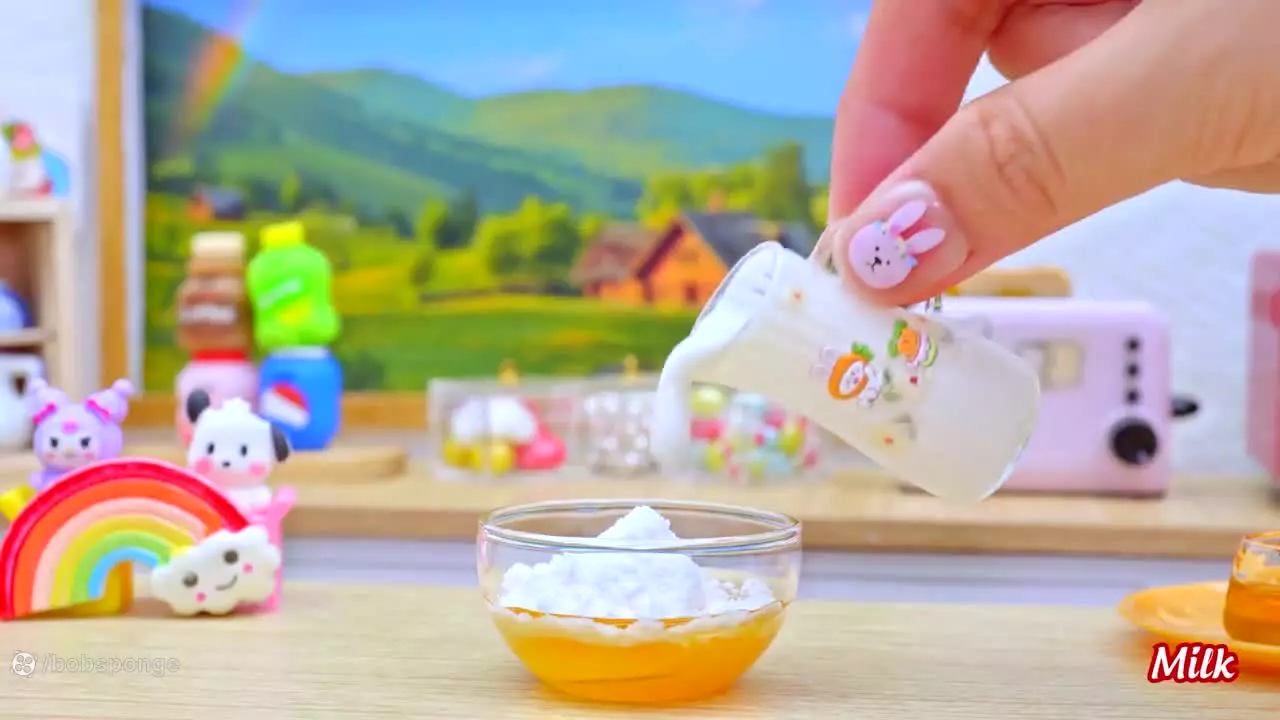 تزیین کیک رنگین کمانی کوچک و رنگارنگ | دستور پخت کیک لایه ای کیت کت مینیاتوری