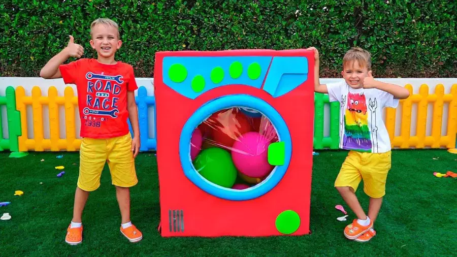 ساخت قلعه شنی لباسشویی جادویی ولاد و نیکی - ولاد نیکیتا برنامه کودک کارتون