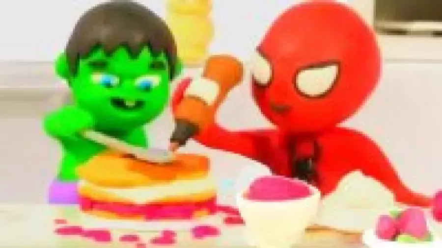 انیمیشن خمیر بازی السا و آنا | مرد عنکبوتی و هالک و آشپزی کیک شکلاتی