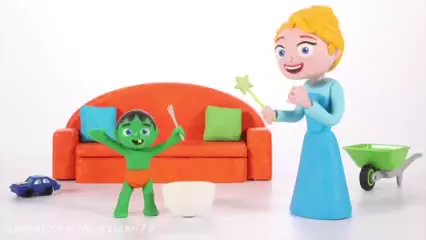 انیمیشن خمیر بازی السا و آنا | حمام حبابی