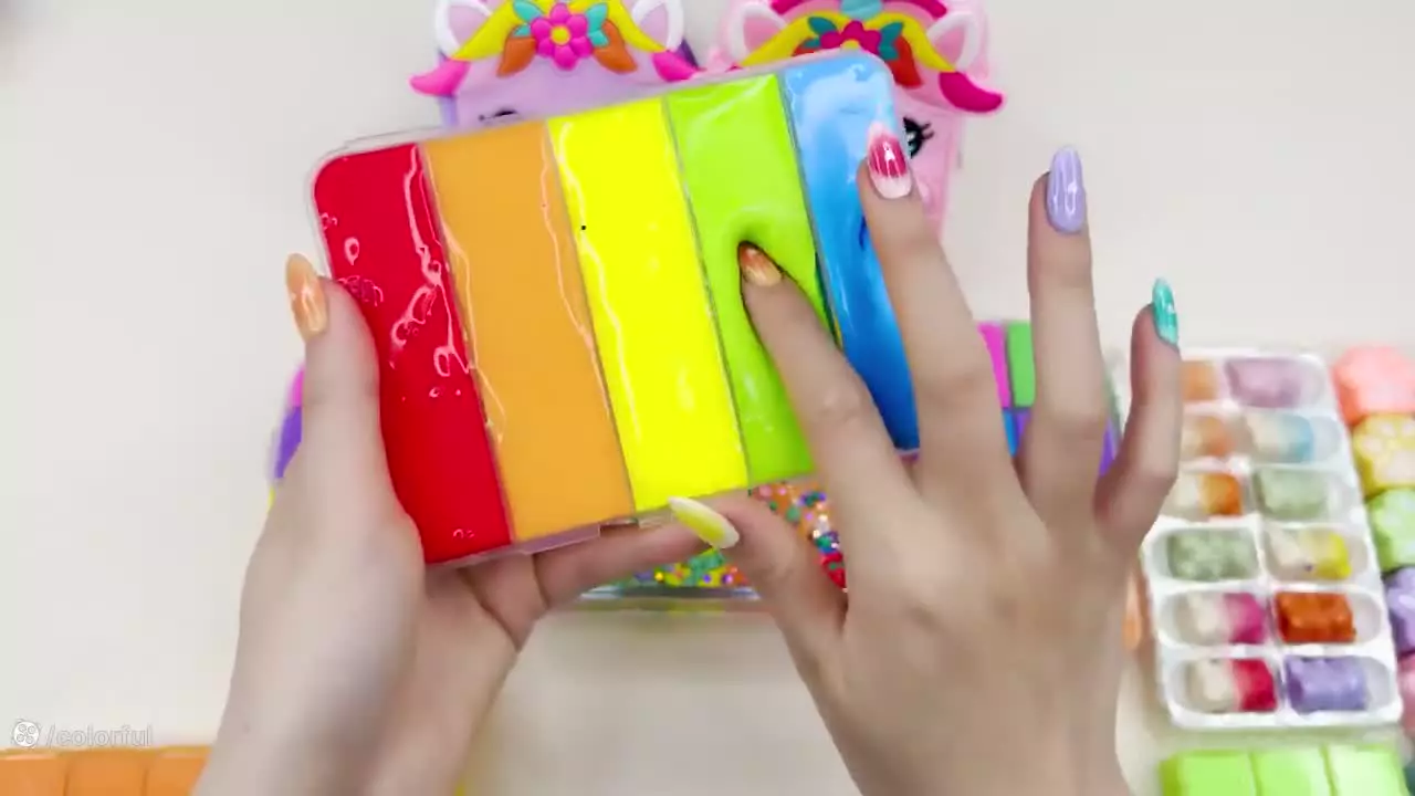 اسلایم ساخت کالرفول طولانی و جدید – سرگرمی اسلایم میکس اسلایم جذاب