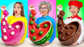 چالش غذایی طولانی/ چالش غذای رنگی دونا/چالش خوراکی/چالش بانوان