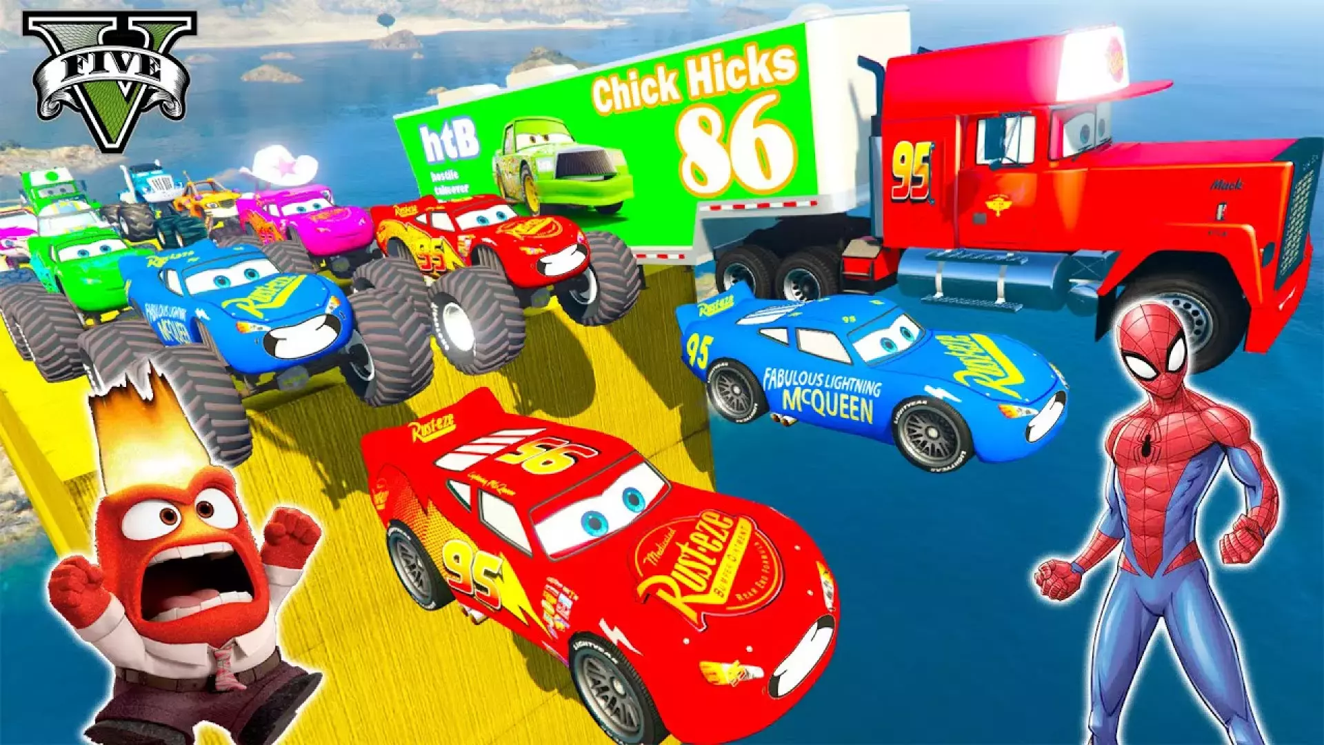 کارتون ماشین بازی کودکانه | عبور ماشین های مک کوئین از موانع