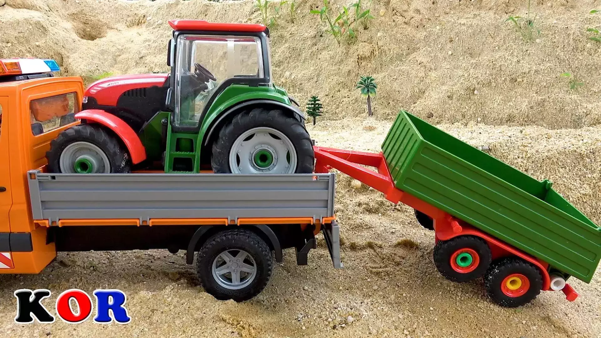 داستان بازی با تراکتور، ماشین های اسباب بازی، کامیون کمپرسی و کامیون های یدک کش