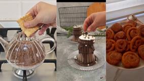 آشپزیه انواعه کیک دسر و هات چاکلت غلیز